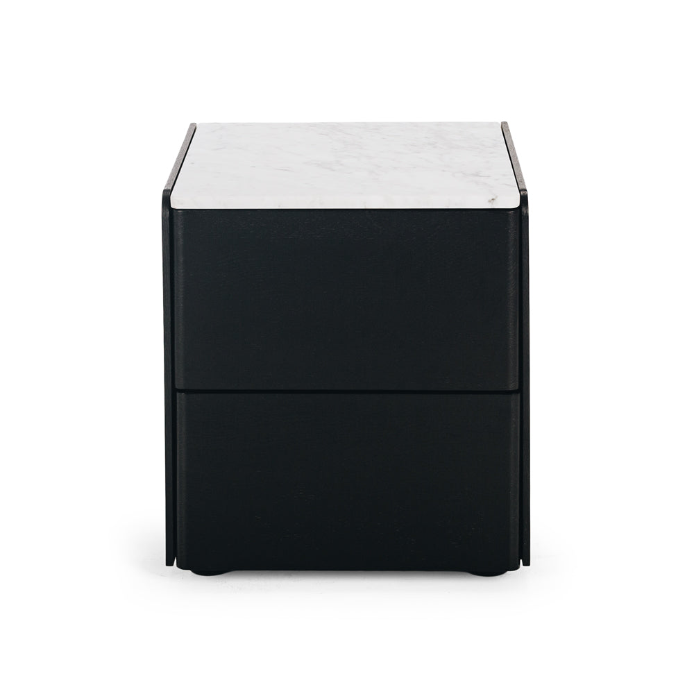 Cube Bedside - Black with Marble Top