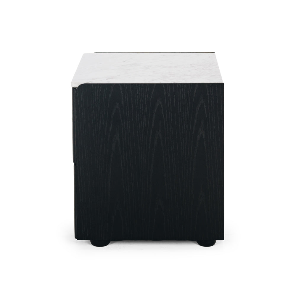 Cube Bedside - Black with Marble Top