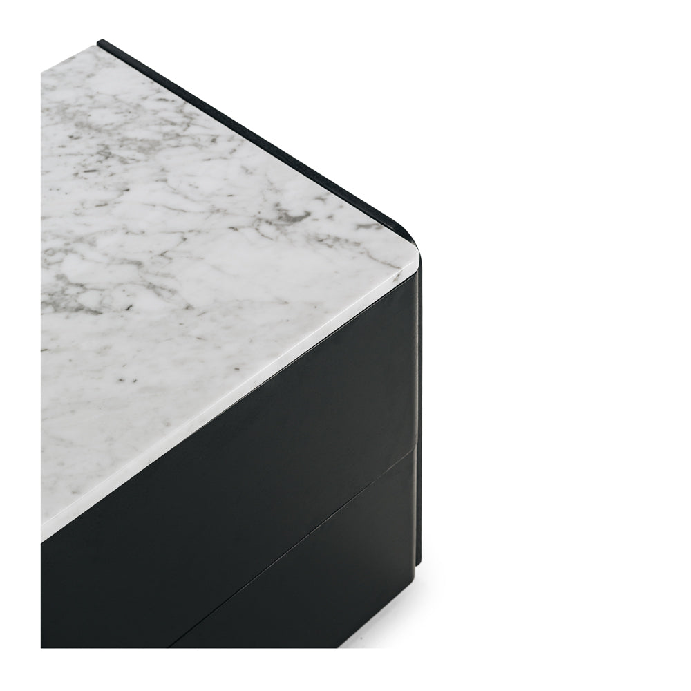 Cube Bedside - Black with Marble Top