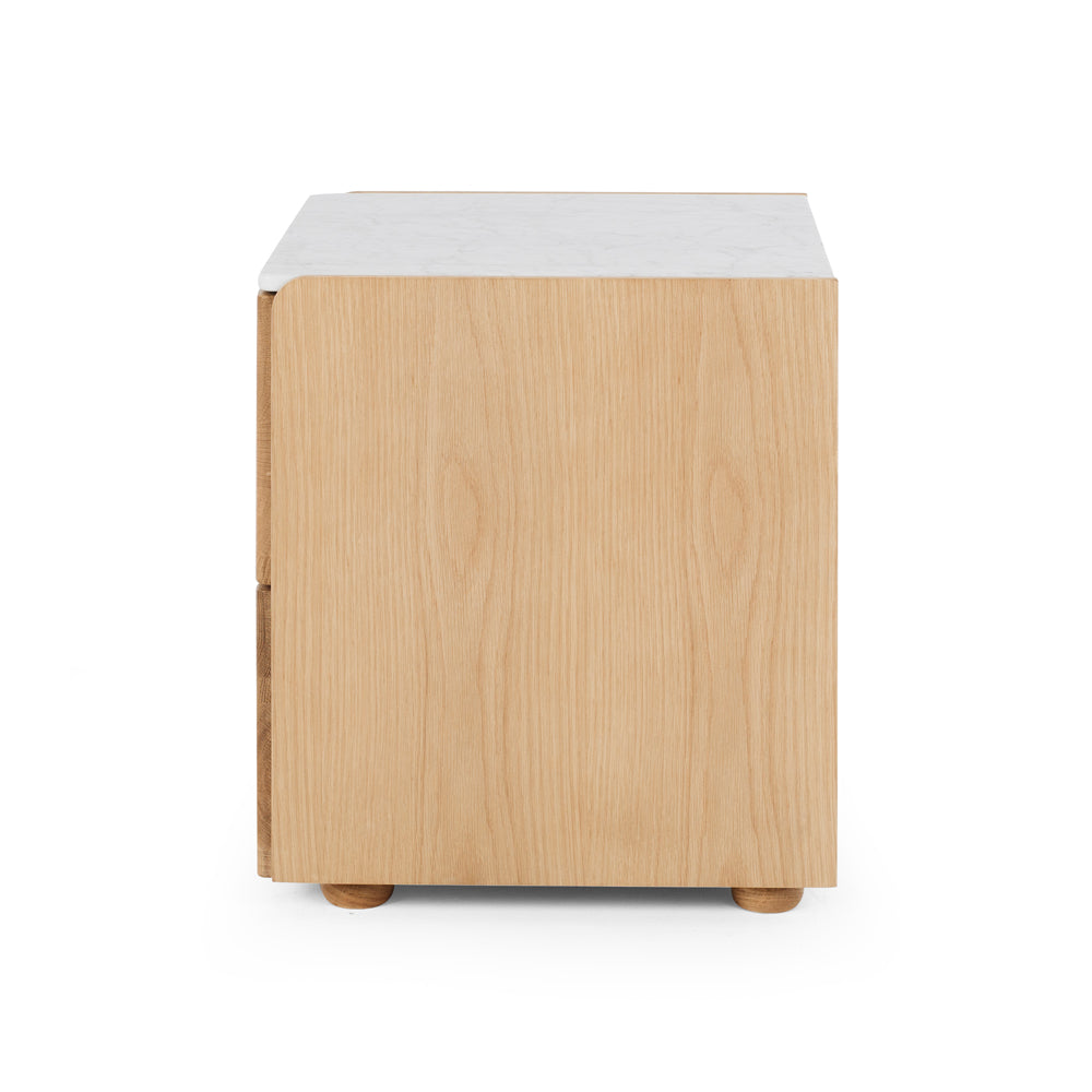 Cube Bedside - Oak with Marble Top