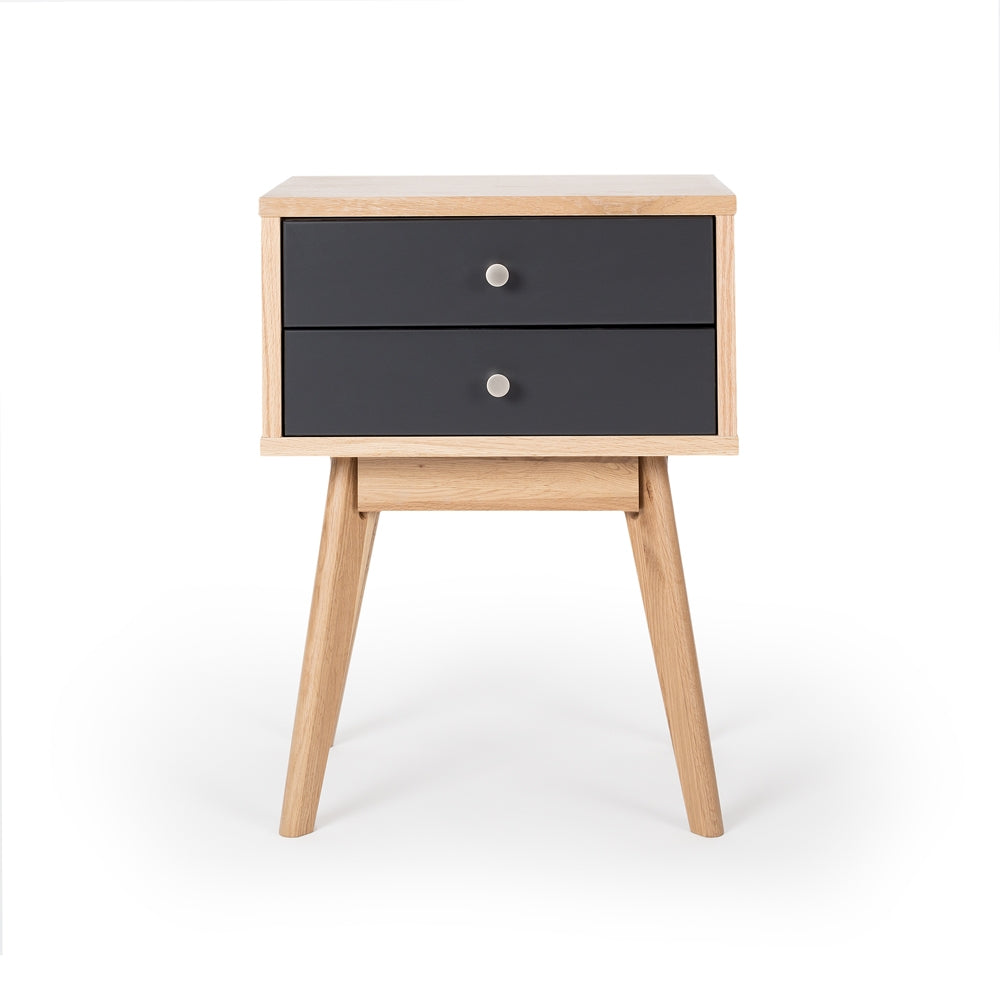 Radius Oak Bedside Graphite Drawers