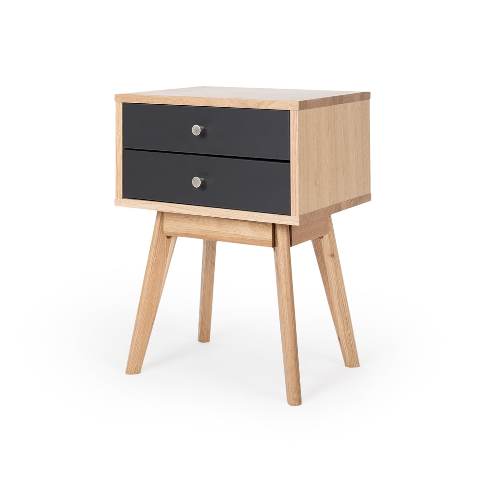 Radius Oak Bedside Graphite Drawers