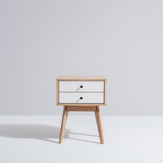 Radius Oak Bedside White Drawers