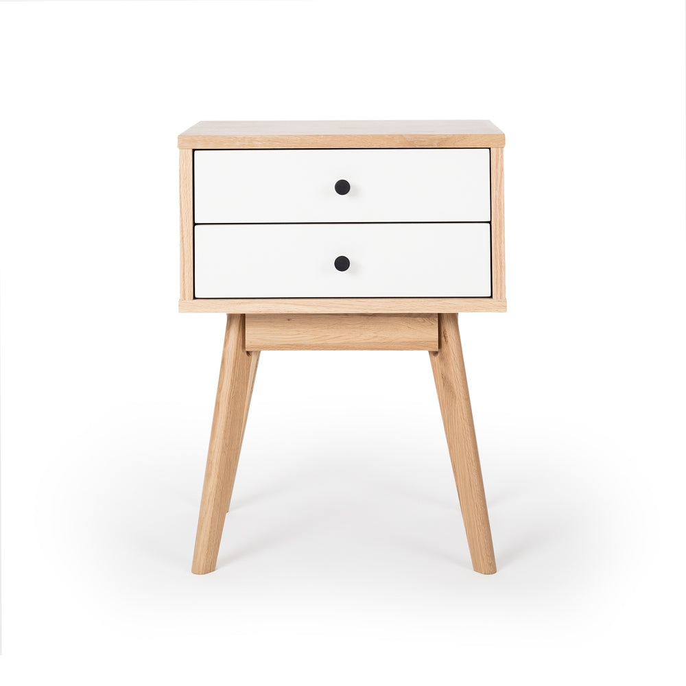 Radius Oak Bedside White Drawers