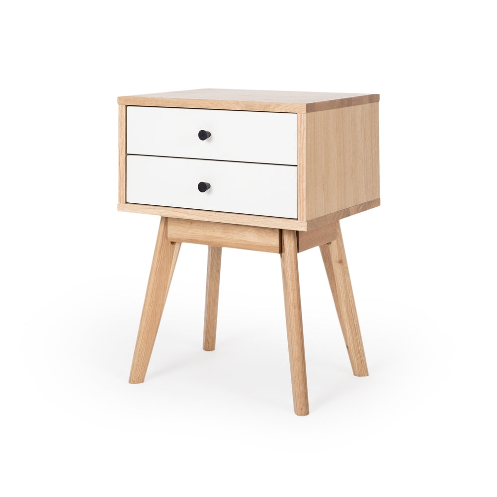 Radius Oak Bedside White Drawers