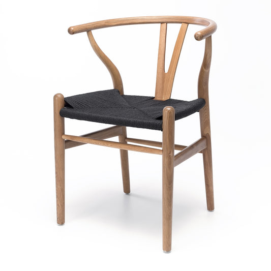 Wishbone Dining Chair - Black and Natural