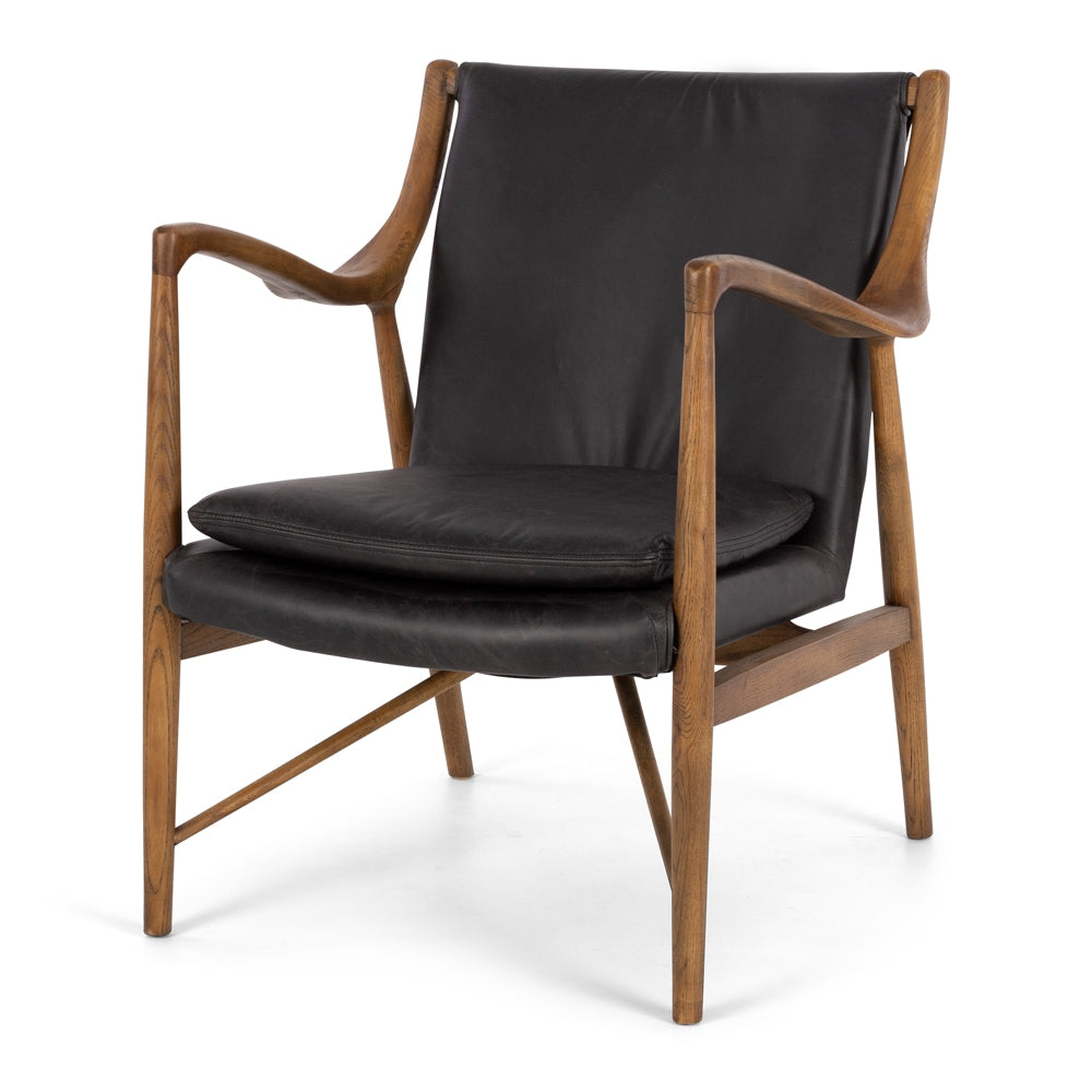 Finn Leather Armchair Black