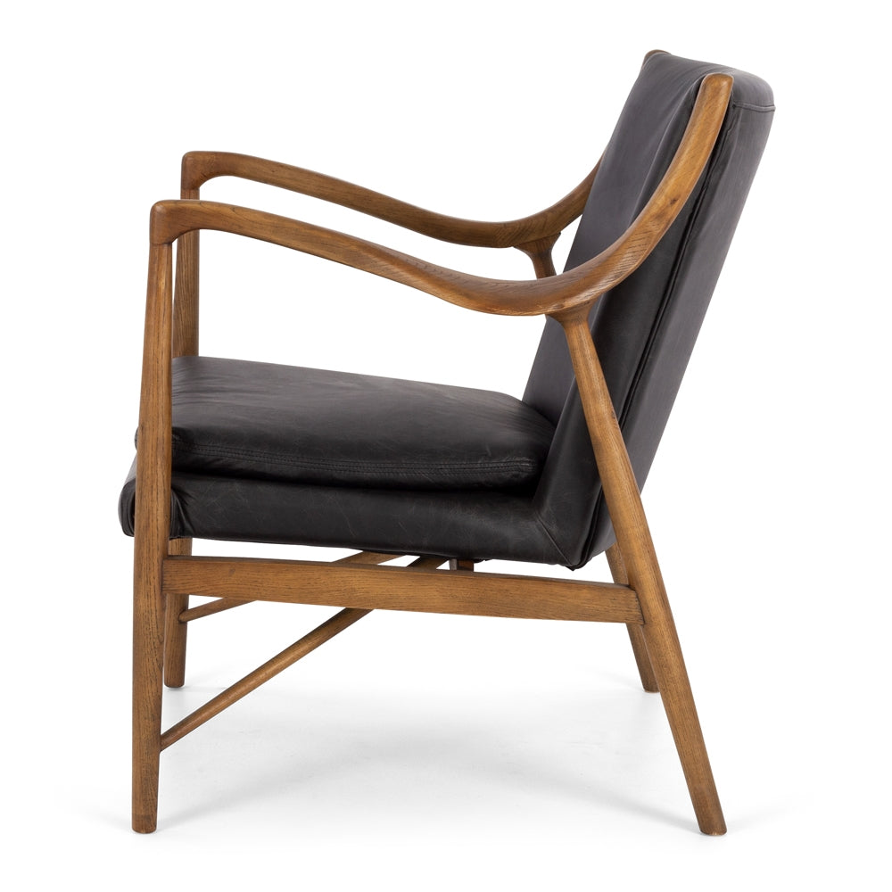 Finn Leather Armchair Black