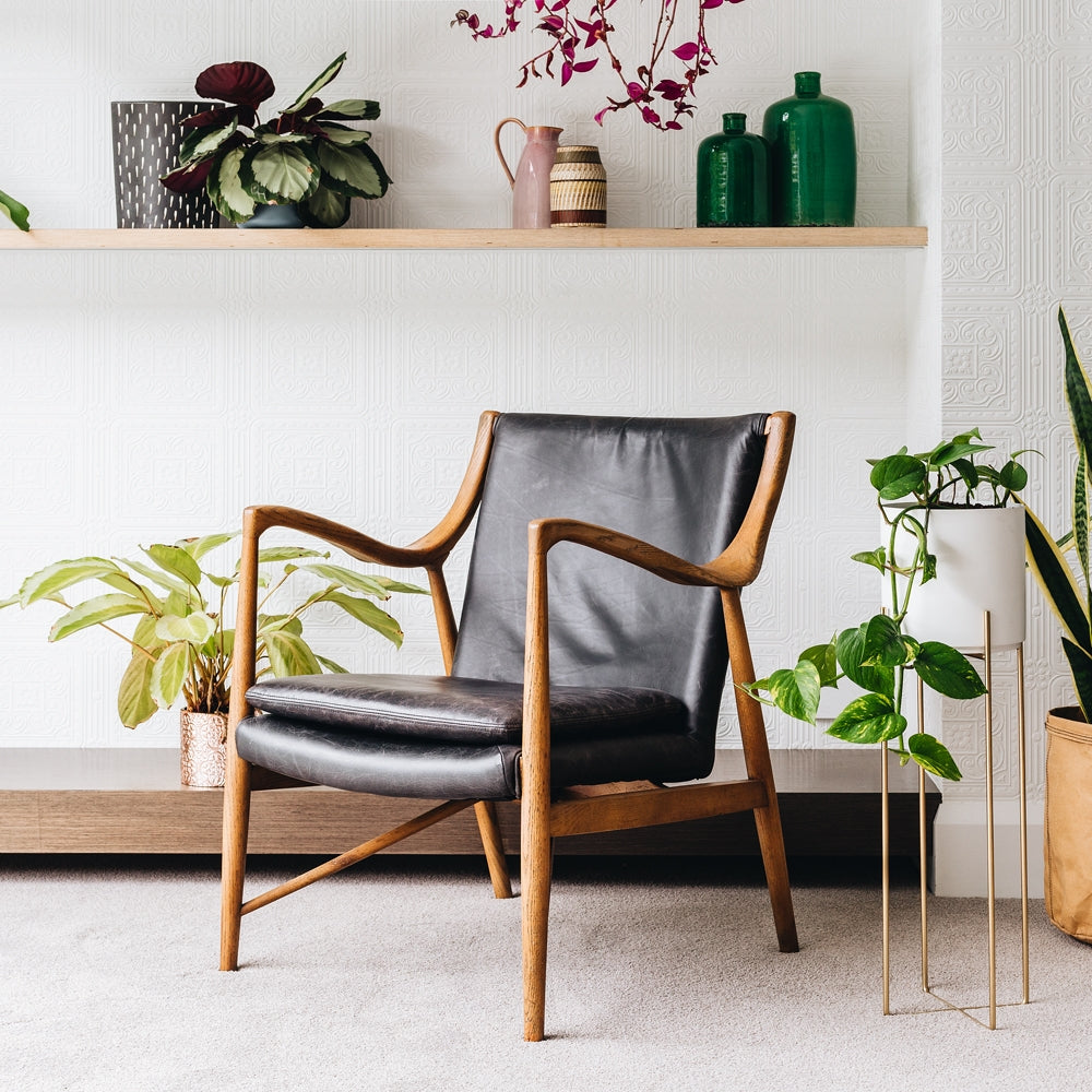 Finn Leather Armchair Black