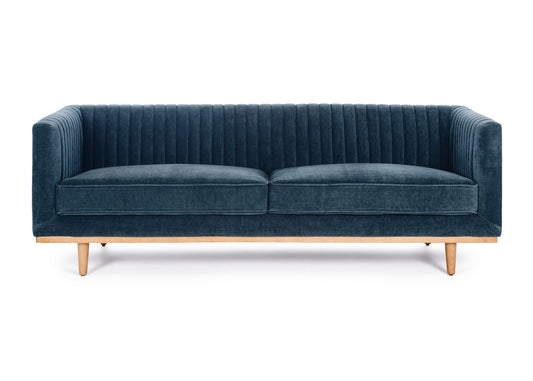 Madison Art Deco 3 seater sofa - Blue Strata