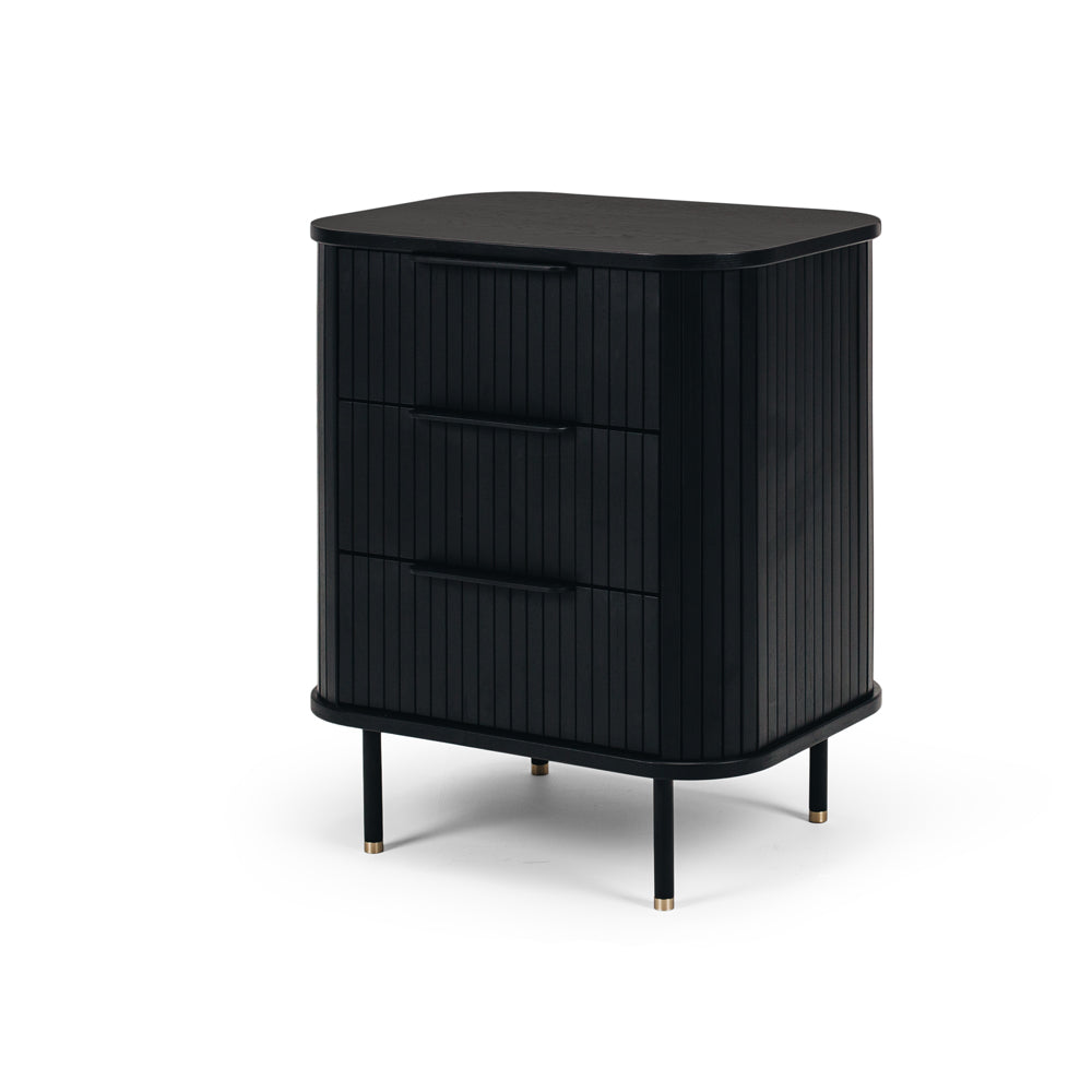 Anders 3 Drawer Bedside - Black