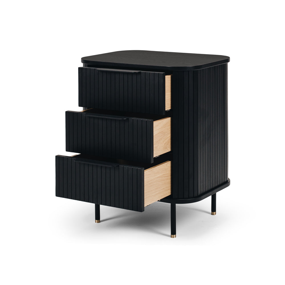 Anders 3 Drawer Bedside - Black